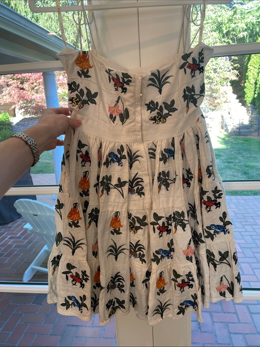 Agua By Agua Bendita Lima Ranas Linen Mini Dress - Size Small - Picture 11 of 13
